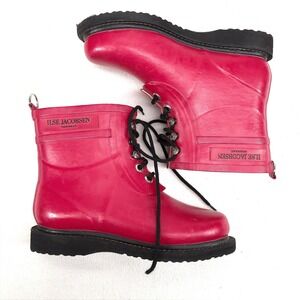 Ilse Jacobsen Rain Boots Red Size 38 Rub 2 Lace Up Waterproof Gorpcore Outdoor